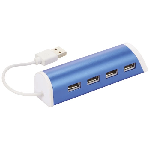 Aluminiowy 4-portowy hub USB i podstawka na telefon Power PFC-12372402 niebieski