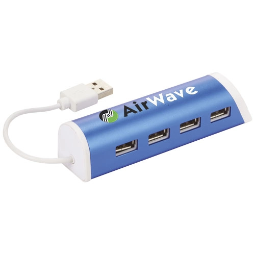 Aluminiowy 4-portowy hub USB i podstawka na telefon Power PFC-12372402 niebieski