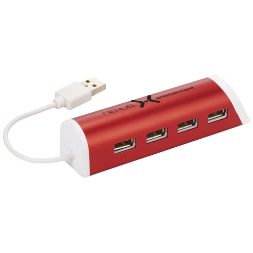 Aluminiowy 4-portowy hub USB i podstawka na telefon Power PFC-12372403 czerwony