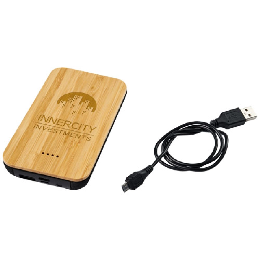 Bambusowy/materiałowy bezprzewodowy powerbank Future 6000 mAh PFC-12411700 brązowy