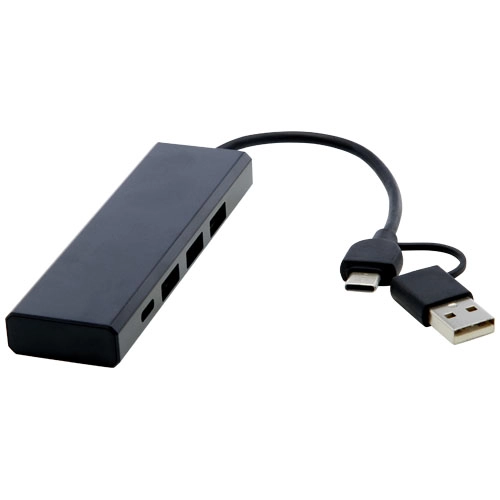 Rise hub USB 2.0 z aluminium pochodzącego z recyklingu z certyfikatem RCS PFC-12434490