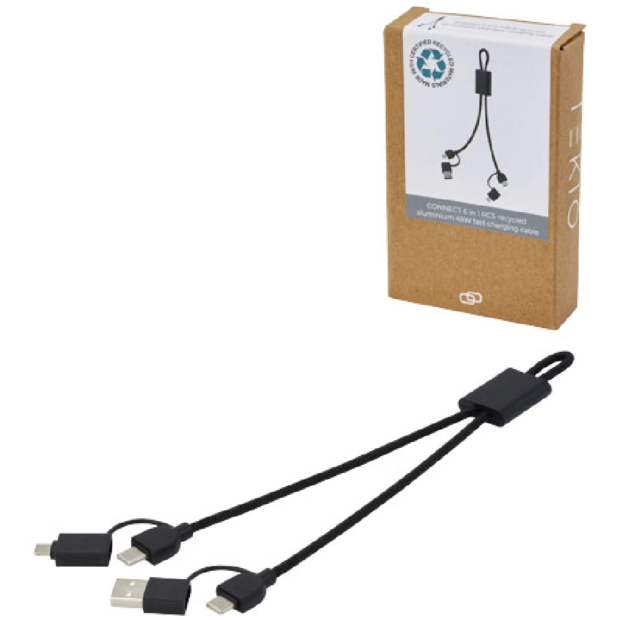 Connect kabel do szybkiego ładowania 6w1 o mocy 45 W z aluminium pochodzącego z recyklingu z certyfikatem RCS PFC-12434590