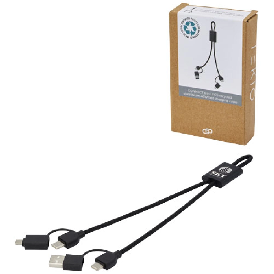 Connect kabel do szybkiego ładowania 6w1 o mocy 45 W z aluminium pochodzącego z recyklingu z certyfikatem RCS PFC-12434590