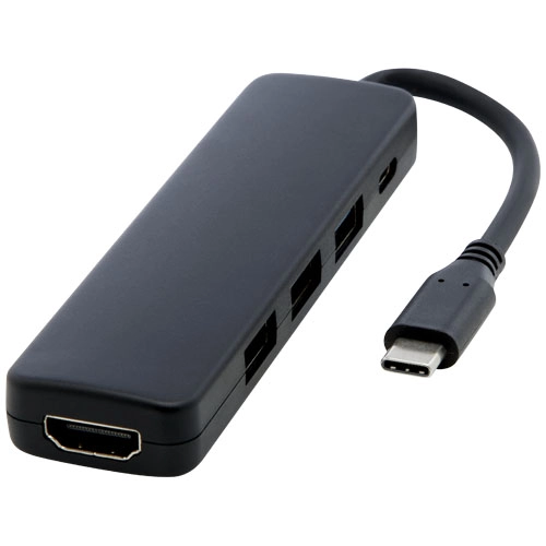 Loop adapter multimedialny USB 2.0-3.0 z portem HDMI wykonany z tworzyw sztucznych pochodzących z recyklingu z certyfikatem R PFC-12436890