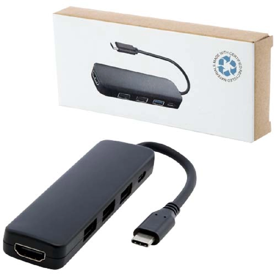 Loop adapter multimedialny USB 2.03.0 z portem HDMI wykonany z tworzyw sztucznych pochodzących z recyklingu z certyfikatem R PFC-12436890