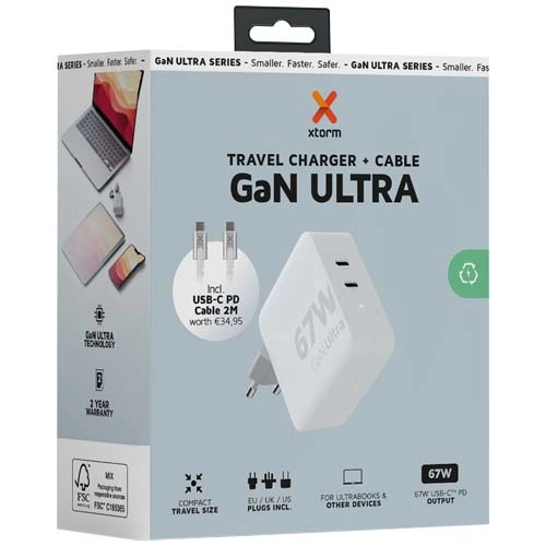 Xtorm XVC2067 GaNUltra ładowarka podróżna o mocy 67 W z kablem USBC PD 100 W PFC-12439601