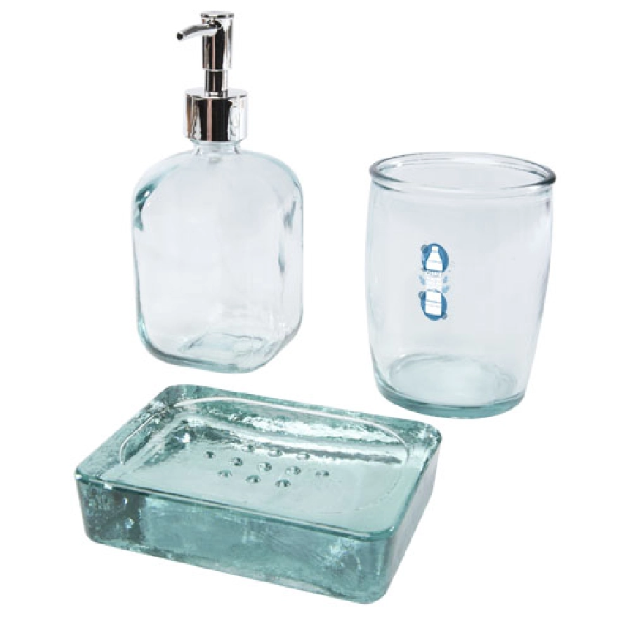 Jabony 3-częściowy zestaw łazienkowy ze szkła pochodzącego z recyclingu PFC-12619001