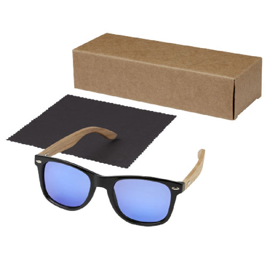 Lustrzane okulary przeciwsłoneczne wykonane z plastiku PET z recyklingu/drewna Hiru z polaryzacją w pudełku upominkowym PFC-12700271