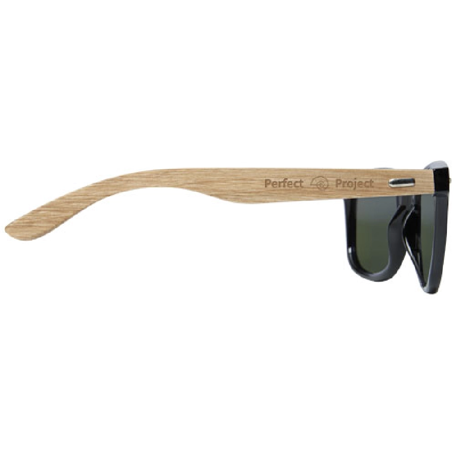 Lustrzane okulary przeciwsłoneczne wykonane z plastiku PET z recyklingu/drewna Hiru z polaryzacją w pudełku upominkowym PFC-12700271
