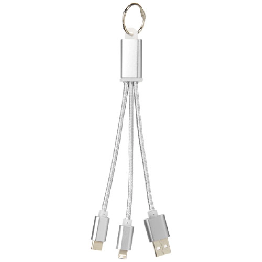 Kabel do ładowania 3w1 Metal z kółkiem na klucze PFC-13496101 srebrny
