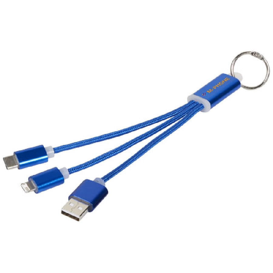 Kabel do ładowania 3w1 Metal z kółkiem na klucze PFC-13496102 niebieski