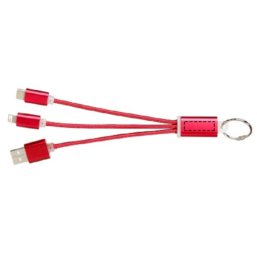 Kabel do ładowania 3w1 Metal z kółkiem na klucze PFC-13496103 czerwony