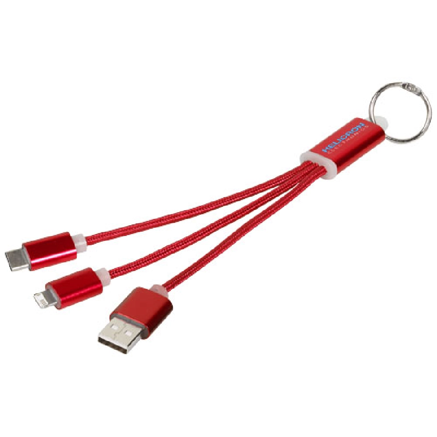 Kabel do ładowania 3w1 Metal z kółkiem na klucze PFC-13496103 czerwony