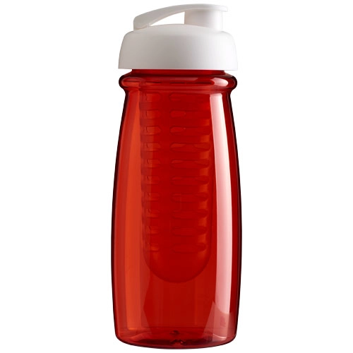 Bidon H2O Pulse® o pojemności 600 ml z wieczkiem zaciskowym zmożliwością przyrządzania wody smakowej PFC-21005501 czerwony