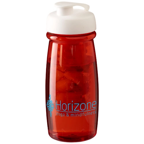 Bidon H2O Pulse® o pojemności 600 ml z wieczkiem zaciskowym zmożliwością przyrządzania wody smakowej PFC-21005501 czerwony