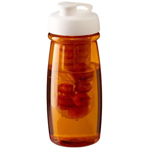 Bidon H2O Pulse® o pojemności 600 ml z wieczkiem zaciskowym zmożliwością przyrządzania wody smakowej PFC-21005502 pomarańczowy