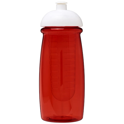 Bidon H2O Pulse® o pojemności 600 ml z wypukłym wieczkiem z możliwościąprzyrządzania wody smakowej PFC-21005701 czerwony