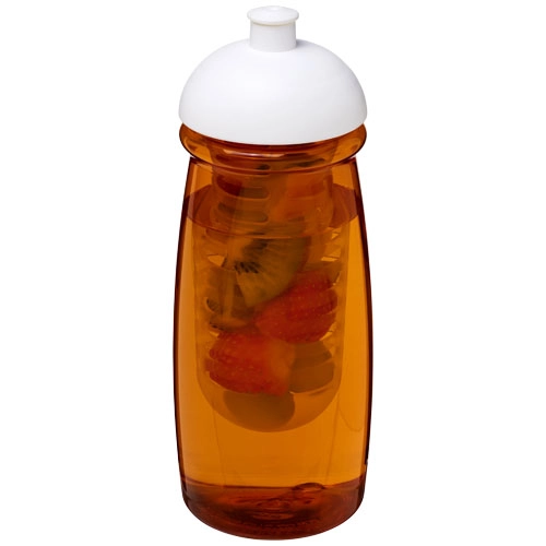 Bidon H2O Pulse® o pojemności 600 ml z wypukłym wieczkiem z możliwościąprzyrządzania wody smakowej PFC-21005702 pomarańczowy