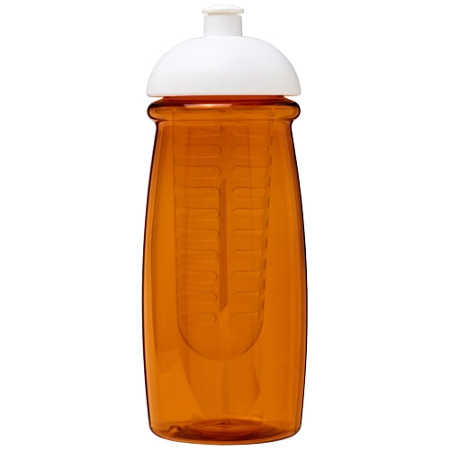 Bidon H2O Pulse® o pojemności 600 ml z wypukłym wieczkiem z możliwościąprzyrządzania wody smakowej PFC-21005702 pomarańczowy