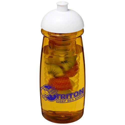 Bidon H2O Pulse® o pojemności 600 ml z wypukłym wieczkiem z możliwościąprzyrządzania wody smakowej PFC-21005703 żółty