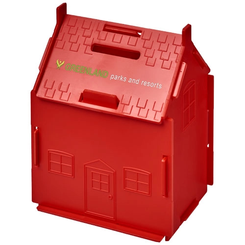 Skarbonka w kształcie domu Uri wykonana z tworzywa sztucznego PFC-21011102 czerwony