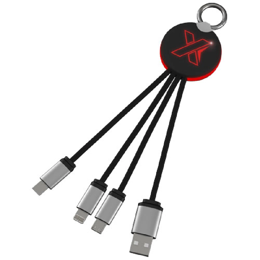 Kabel z podświetlonym logo 3w1 z brelokiem SCX.design C16 PFC-2PX00221