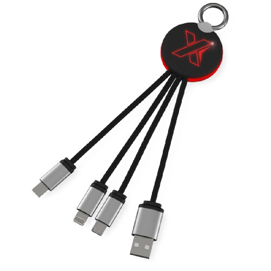 Kabel z podświetlonym logo 3w1 z brelokiem SCX.design C16 PFC-2PX00221