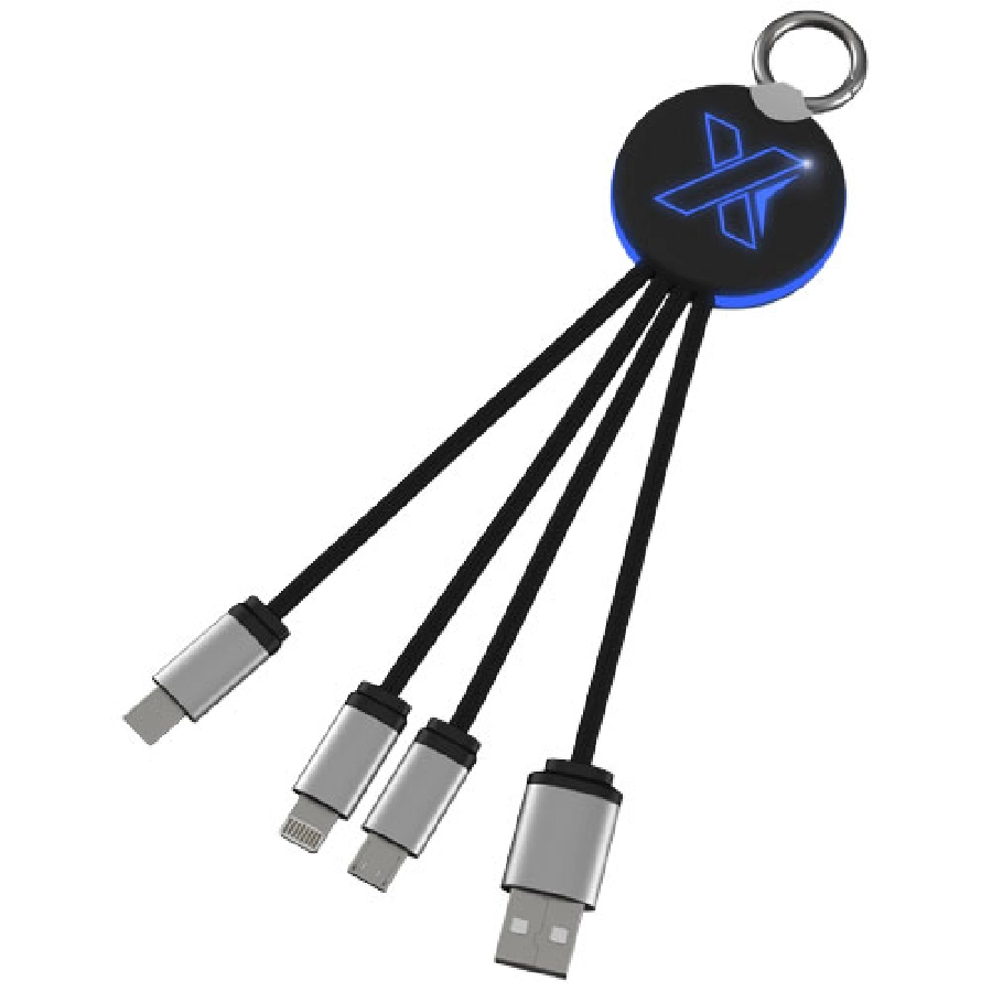Kabel z podświetlonym logo 3w1 z brelokiem SCX.design C16 PFC-2PX00252