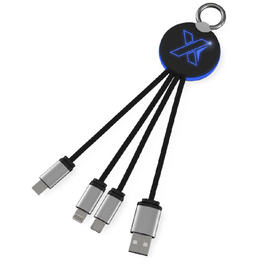 Kabel z podświetlonym logo 3w1 z brelokiem SCX.design C16 PFC-2PX00252