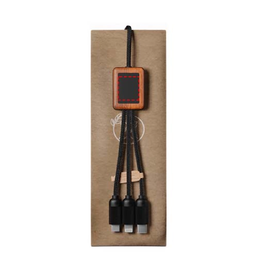SCX.design C38 kabel do ładowania z podświetlanym logo 5-w-1 rPET i z kwadratową drewnianą obudową PFC-2PX07252