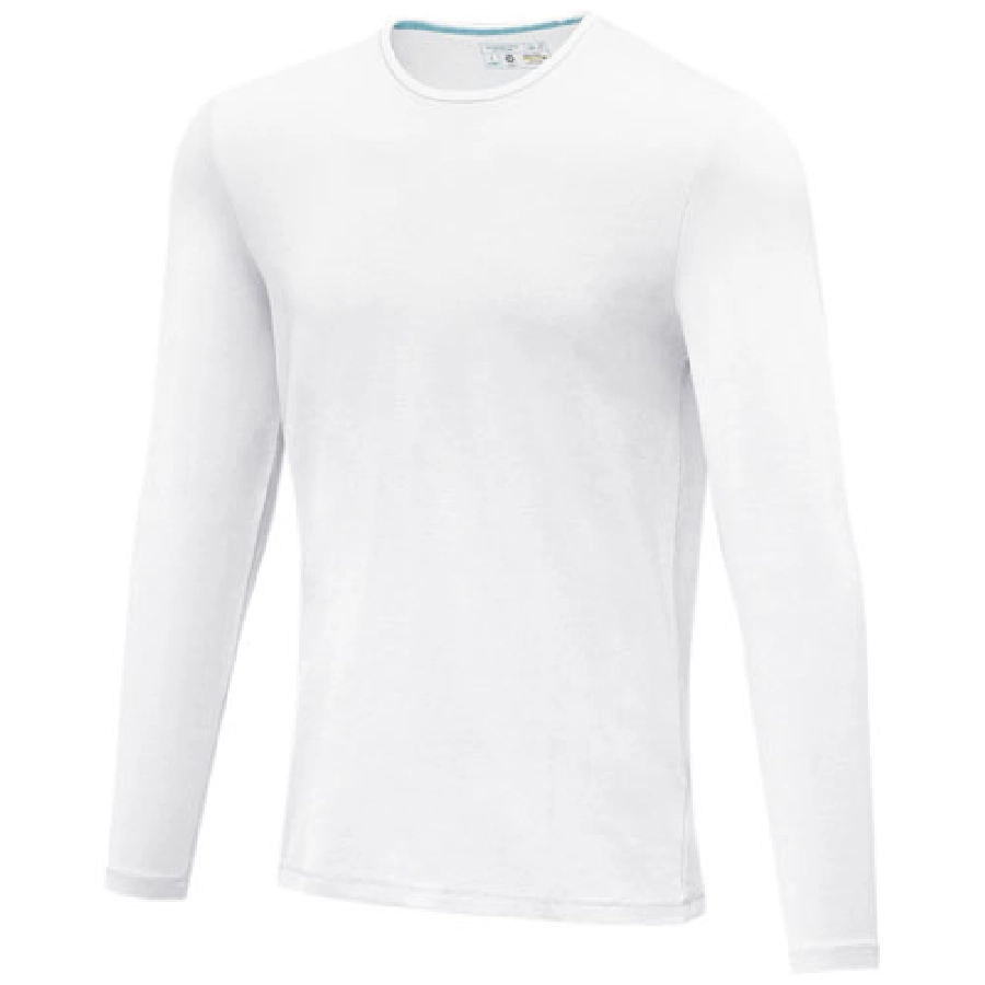 Męski T-shirt organiczny Ponoka z długim rękawem PFC-38018012 biały