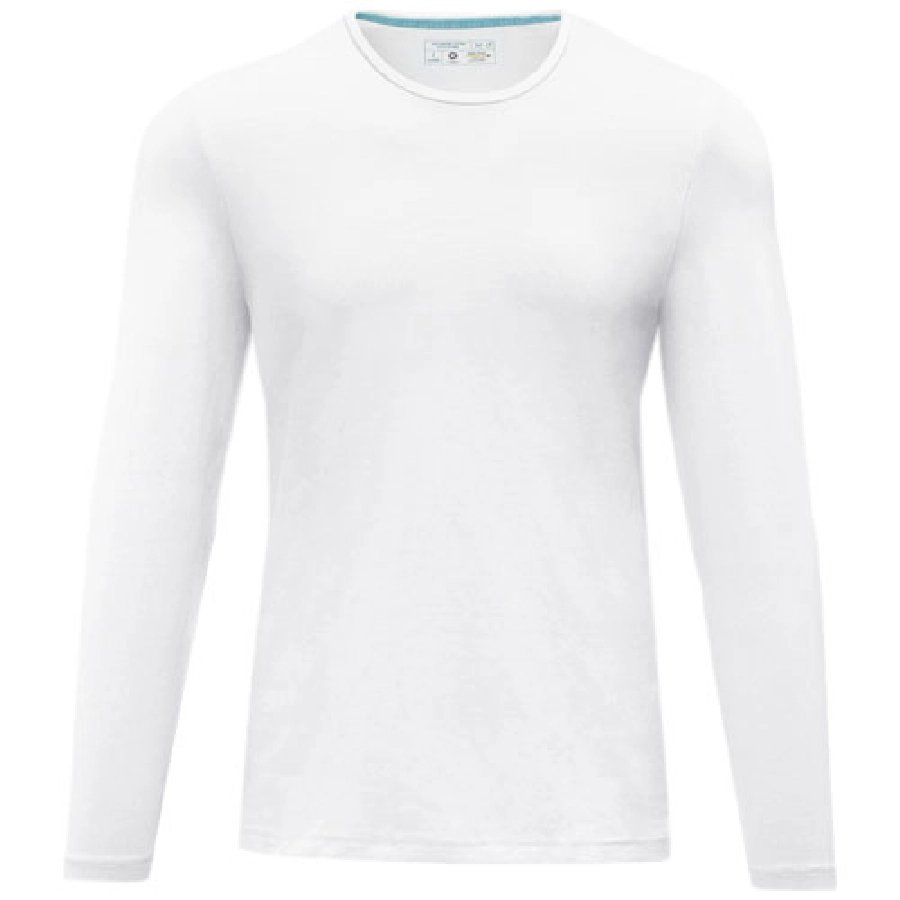 Męski T-shirt organiczny Ponoka z długim rękawem PFC-38018016 biały