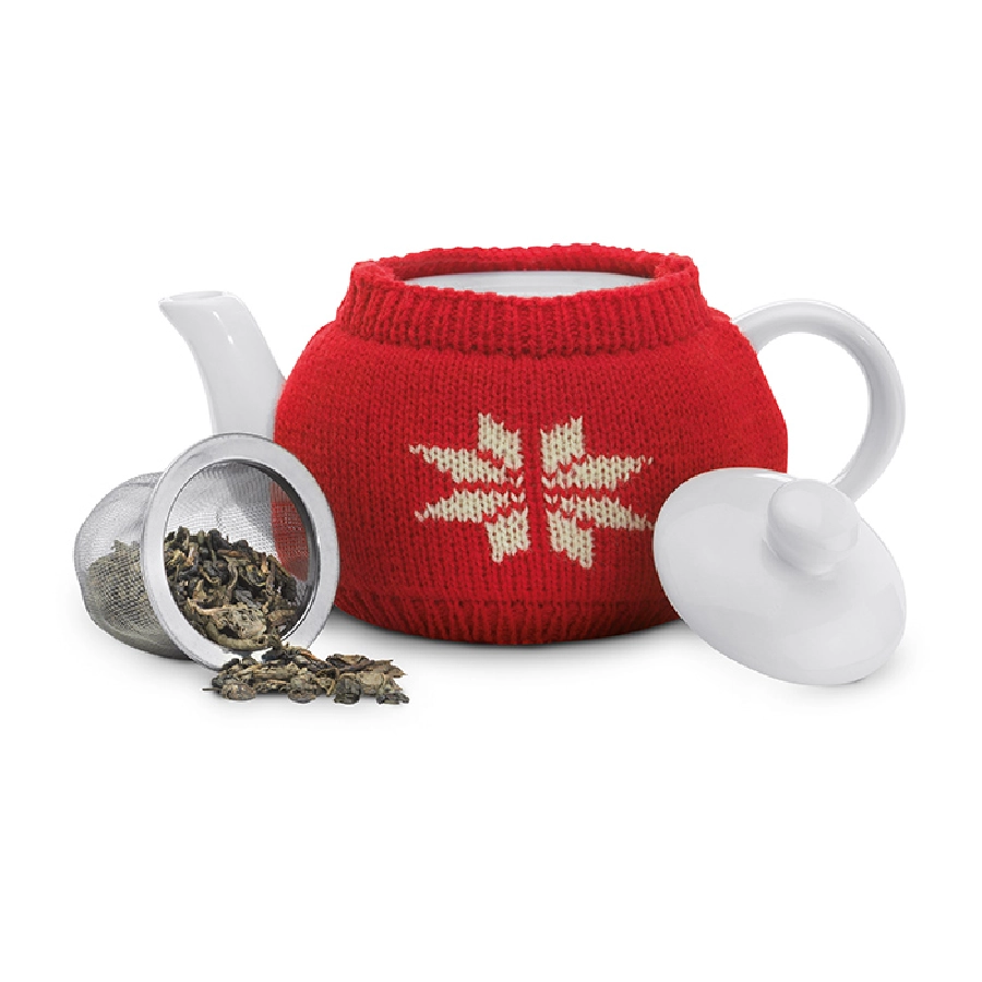 Dzbanek do herbaty w sweterku ESPOO CX1358-05 czerwony