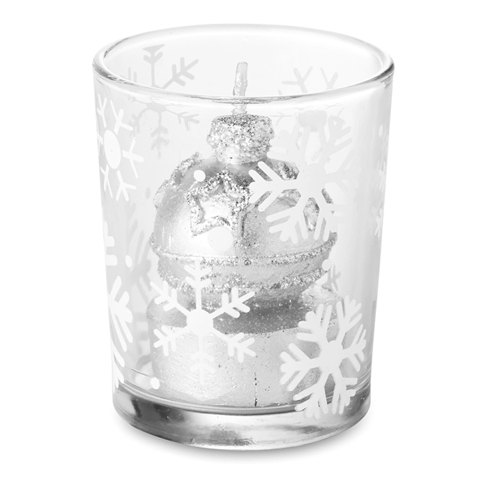 Szklany świecznik tea light GLITTERIE CX1428-14 srebrny
