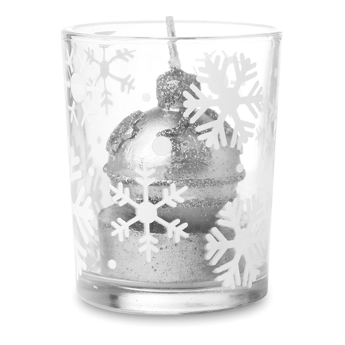 Szklany świecznik tea light GLITTERIE CX1428-14 srebrny
