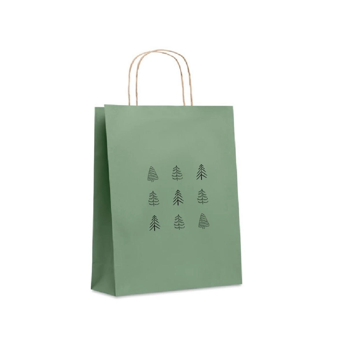 Świąteczna papierowa torba 2022 M zimowy las zielona GR-147077BN zielony