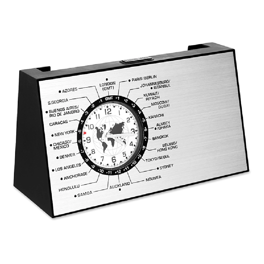 Obrotowy zegar biurkowy SPINNING MO8558-16 srebrny
