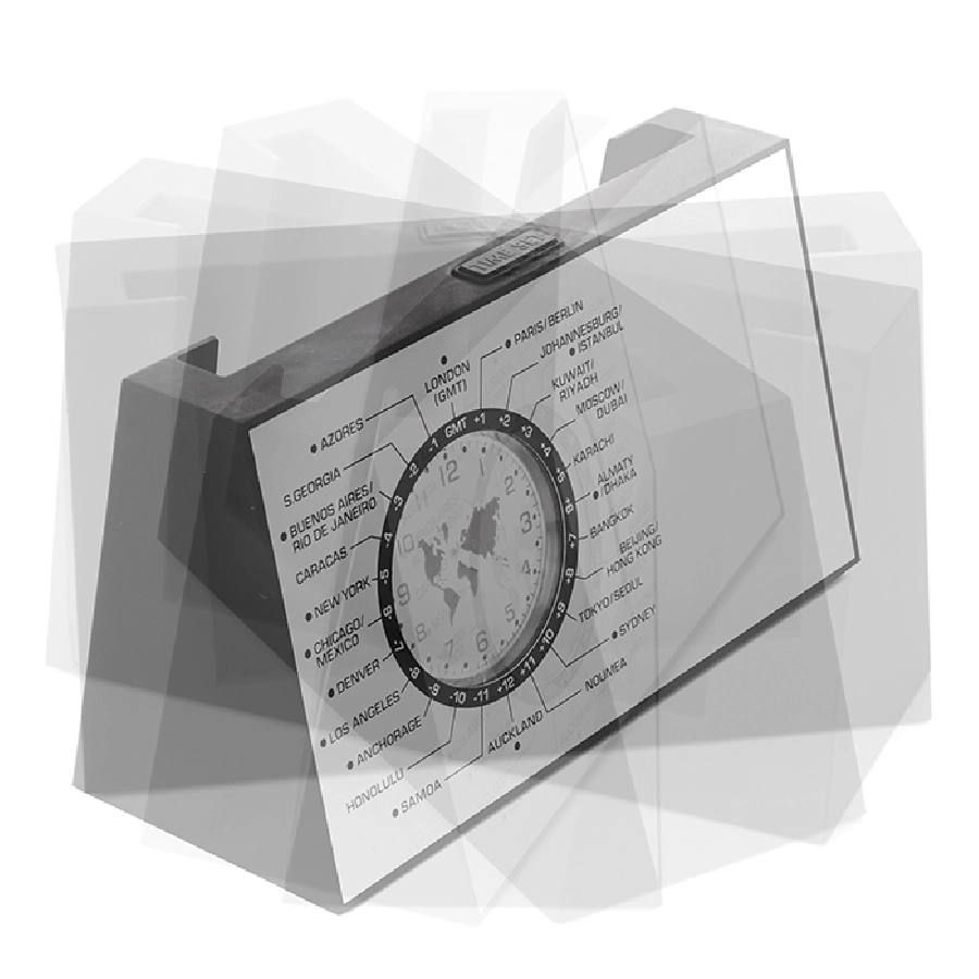 Obrotowy zegar biurkowy SPINNING MO8558-16 srebrny
