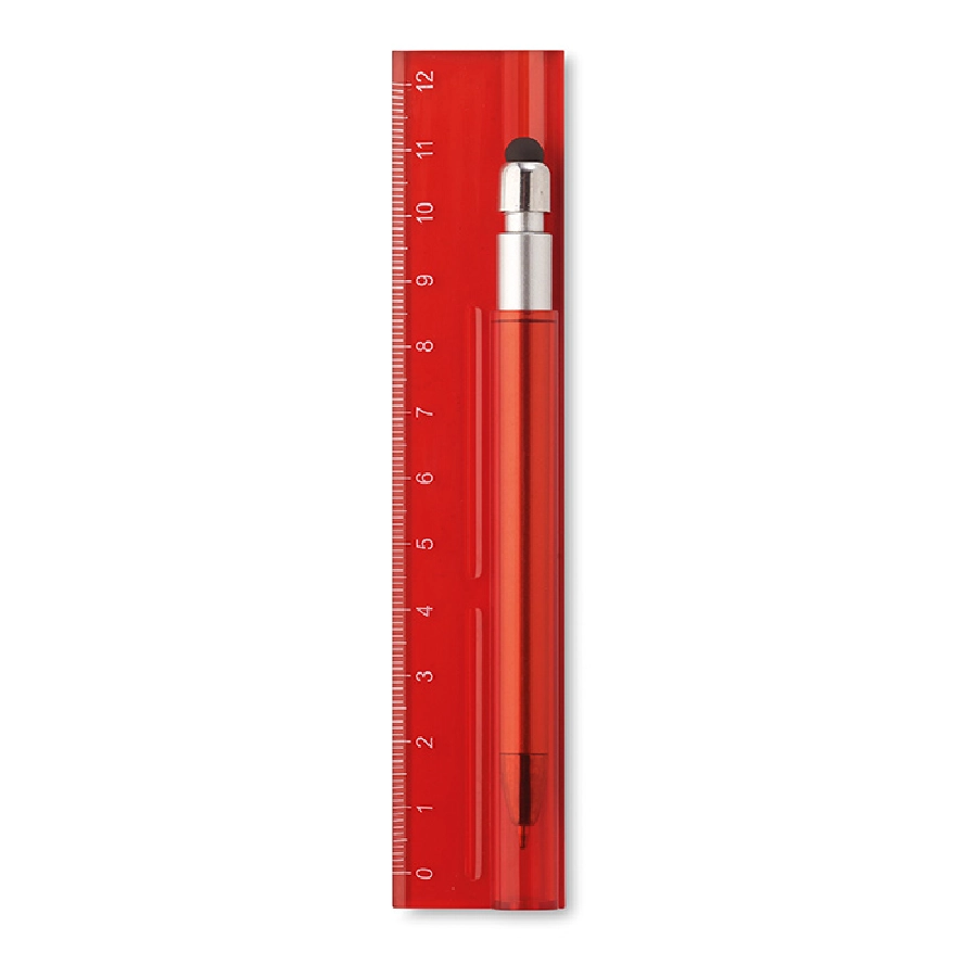 Linijka 12cm z długopisem DUOTOOL MO8628-25 czerwony