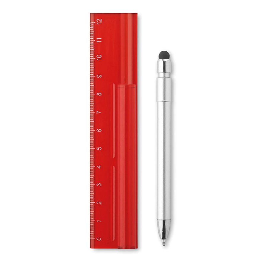 Linijka 12cm z długopisem DUOTOOL MO8628-25 czerwony