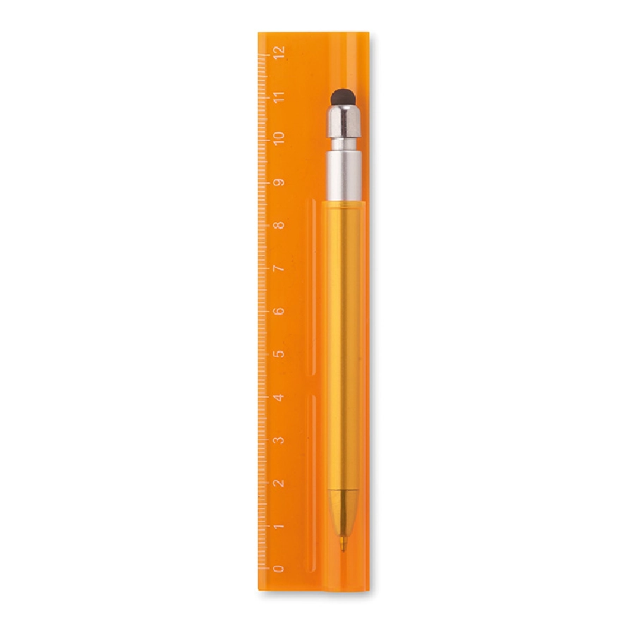 Linijka 12cm z długopisem DUOTOOL MO8628-29 pomarańczowy