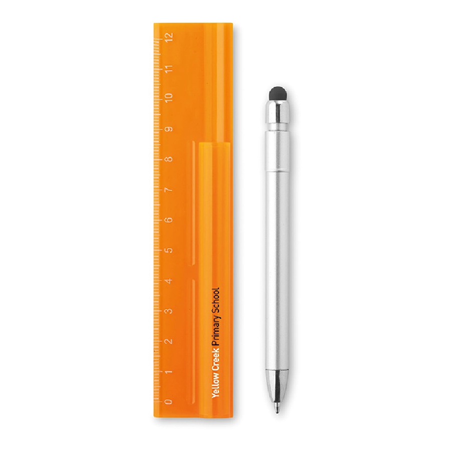Linijka 12cm z długopisem DUOTOOL MO8628-29 pomarańczowy