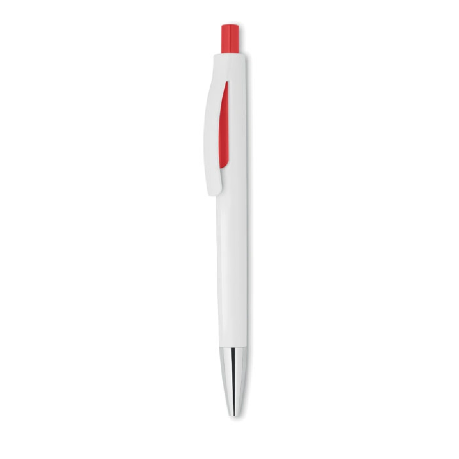 Przyciskany długopis w białej LUCERNE WHITE MO8814-05 czerwony