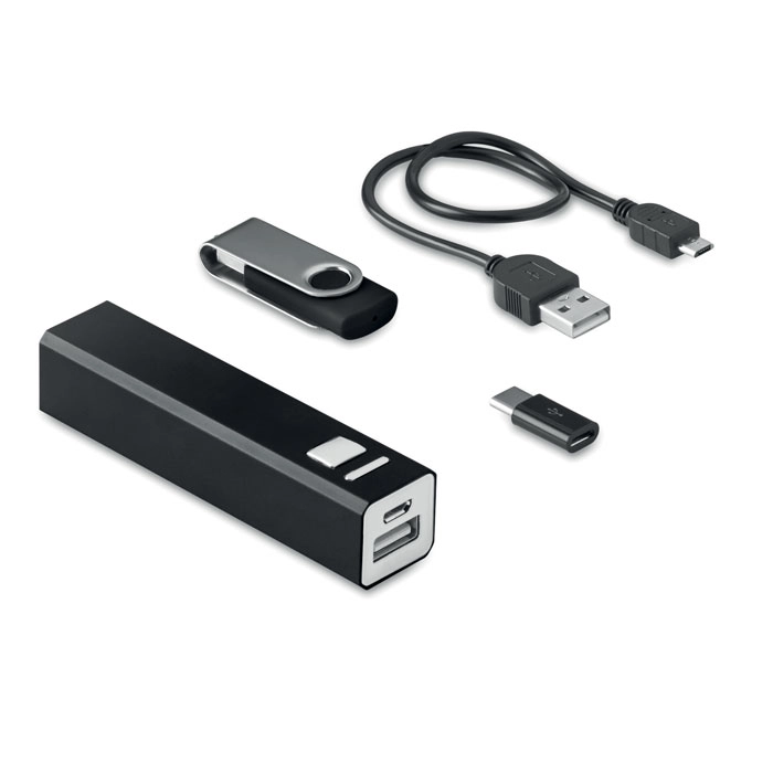Zestaw USB 8GB i power bank USB&POWER MO9150-03 czarny