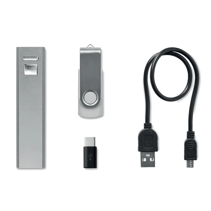 Zestaw USB 8GB i power bank USB&POWER MO9150-16 srebrny
