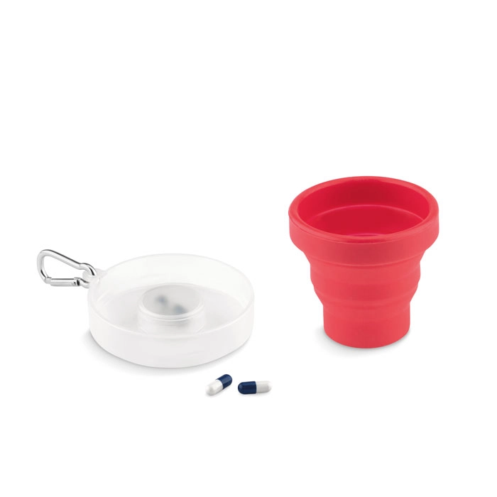 Składany kubek silikonowy CUP PILL MO9196-05 czerwony
