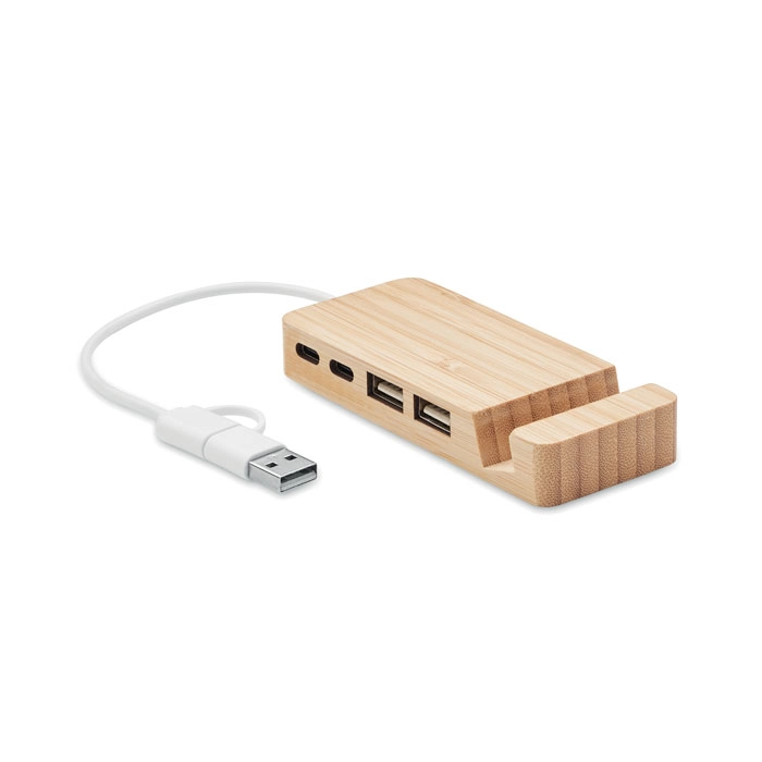 4-portowy bambusowy hub USB HUBSTAND MO2144-40