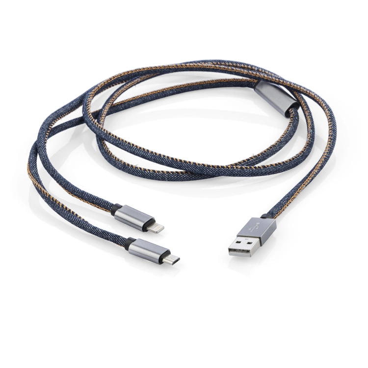Kabel USB 2 w 1 JEANS ASG-09070